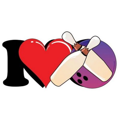 I Love Bowling Magnet w/ Full Magnetic Back (8 Square Inch)