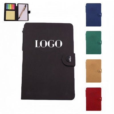 Paper Button Style Combination Notebook With Pen