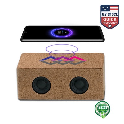 Eco-Friendly Cork Speaker and 10W Wireless Charger Combo