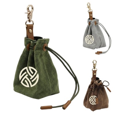 Canvas Drawstring Pet Treat Pouch & Travel Bowl
