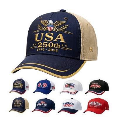 Custom 250th Anniversary Baseball Cap Cotton Mesh Sun Hat