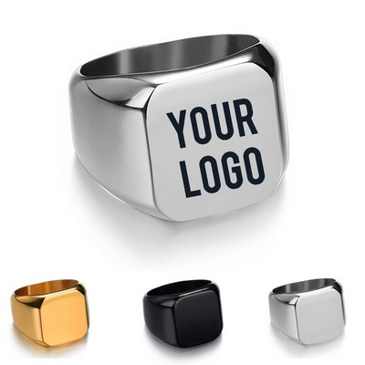 Stainless Steel Square Signet Ring