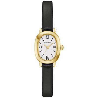 Caravelle Ladies' Dress Leather Strap Watch w/White Dial