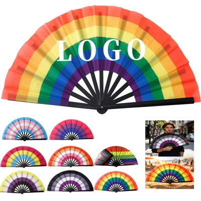 Rainbow Folding Dance Fan