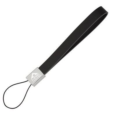 Black Cell Phone Leather Strap with Metal Details