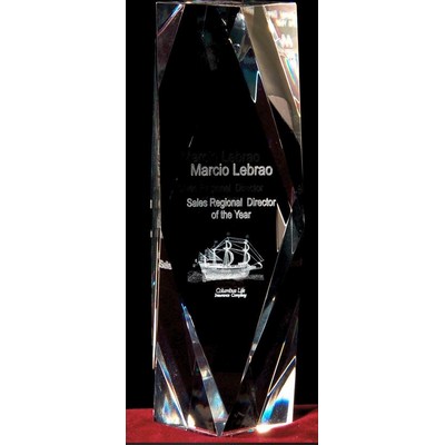 3D Custom Image in Quart Diamond Tower Award w/3D Logo Text (12")
