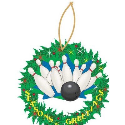 Bowling Strike Promotional Wreath Ornament w/ Black Back (6 Square Inch)