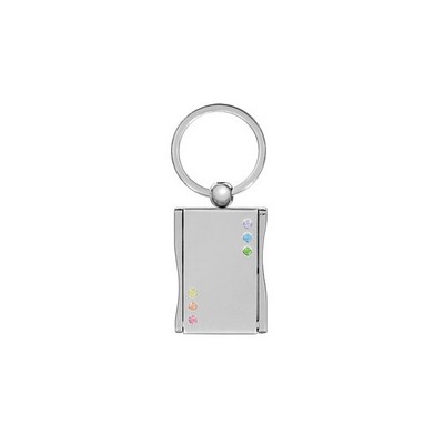 Flip-Open Mirror & Picture Frame Keychain with Multi-Color Crystals (Overseas Production)