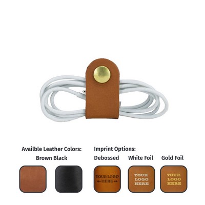Full-Grain Leather Tech Snap (Slim Straight #D) - Cord Organizer - Made in USA