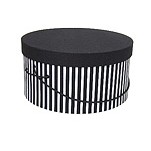 Black & White Narrow Stripe Hat Box (12 3/4"x6 1/2")