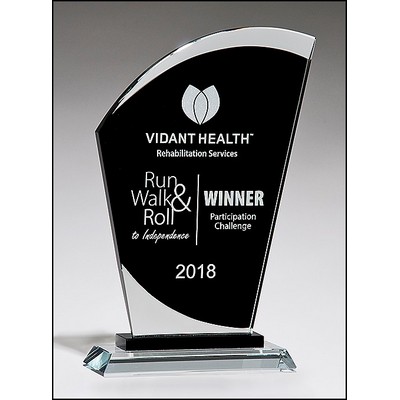 Sail-Shaped Glass Award w/Black Center (5.5"x 8.75")