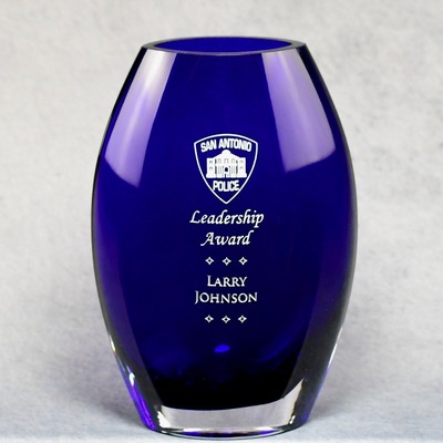 Cobalt Crystal Vase Award - 8.5"