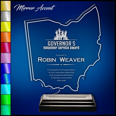 10" Ohio Clear Acrylic Award with Mirror Accent