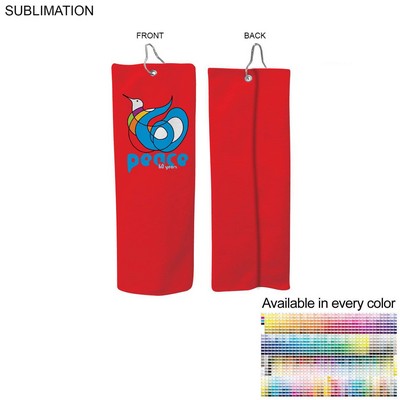 Colored Microfiber Dri-Lite Terry Golf Towel, Finished Trifold Grommet & Hook, Sublimated (6"x15")