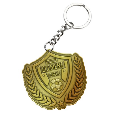 Customized Zinc Alloy Keychain with Antique Gold Plating
