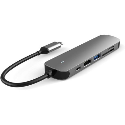6-In-1 Aluminum USB-C Hub Adapter