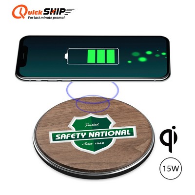 Chayes Walnut 15W Qi Wireless Charger