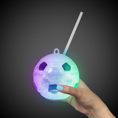 Soccer Ball Light Up Cup with Lid and Straw(Blank)