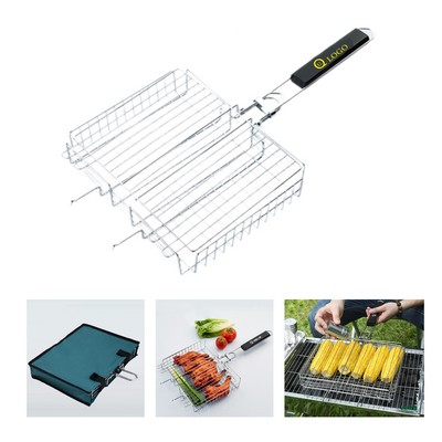 Wooden Handle Square Grill Basket