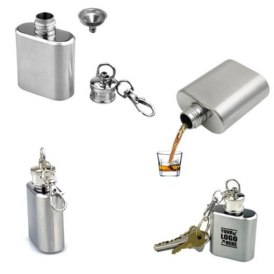 1 Oz .Stainless Flask w/Key Chain