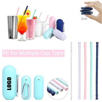 Foldable Silicone Straw w/Pouch
