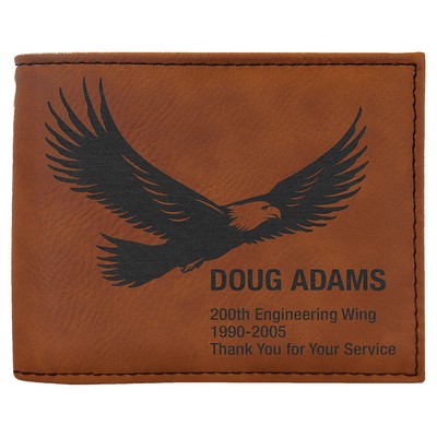 Leatherette Bi Fold Wallet w/Flip ID Display