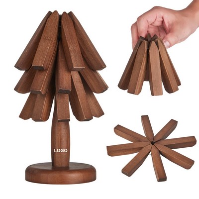 Set of 4 Wood Tree Coasters