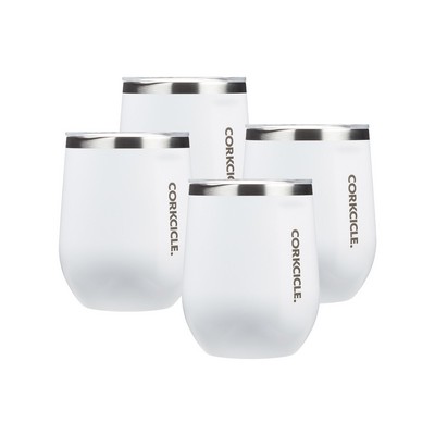 Corkcicle 12 Oz. Stemless Wine Cup - Gloss White, 4 Pack