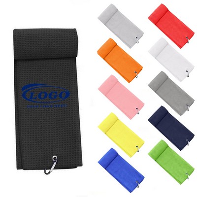 Sport & Quick-Dry Microfiber Waffle Golf Towel W/ Carabiner