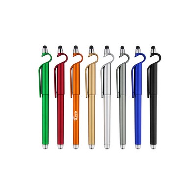 Metal Stylus Ballpoint Pen With Lanyard Loop Clip