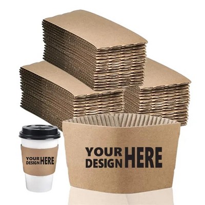 Customizable Kraft Paper Advertising Cup Cover Sleeve(Ocean)