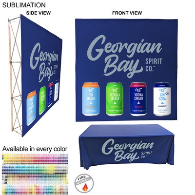 72Hr Fast Ship - Trade Show Booth Package Ultra, 7.5' Straight Fabric Wall and Premium 6' Tablecloth