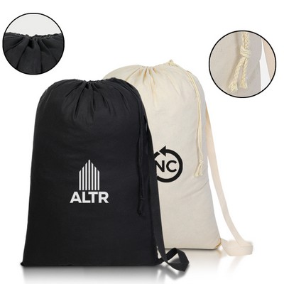 Natural Cotton Laundry Bag with Shoulder Strap