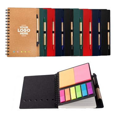Spiral Notebook Lined Notepad With Pen In Holder