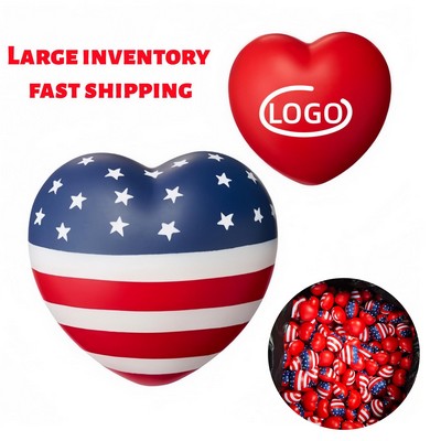 2.75" Heart Shaped Stress Reliever With Flag Design-Moq 100(Delivery Within 30 Calendar Days)
