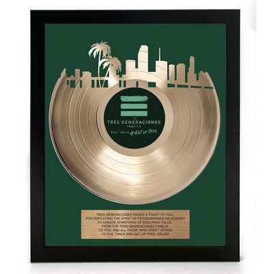 Gold Framed 12" Record - Cut-Out + Custom Backer - 15 x 18