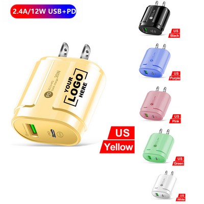 5V 2A Power Adapter Multi-Color Dual Port Wall Charger