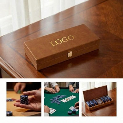 8" Elegant Wooden Rosewood Poker Set w/ Cards &amp; Chips