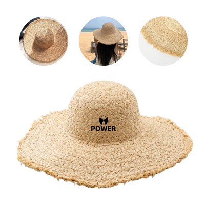 Natural Raffia Wide Brim Straw Sun Hat
