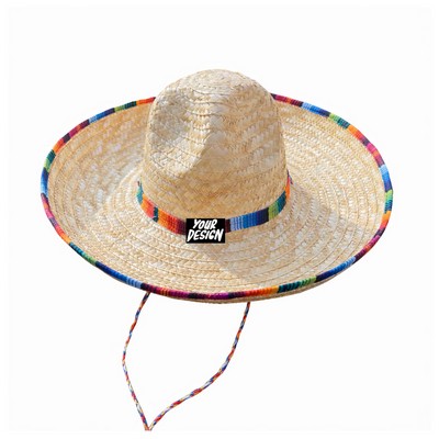 Straw Fiesta Sombrero with Colorful Woven Band