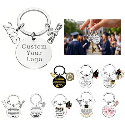 Graduation Keychain Inspirational Stainless Steel