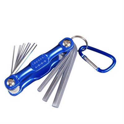 Folding Hex Key Set with Ball End & Torx, Combination Allen Wrench Tool with Carabiner