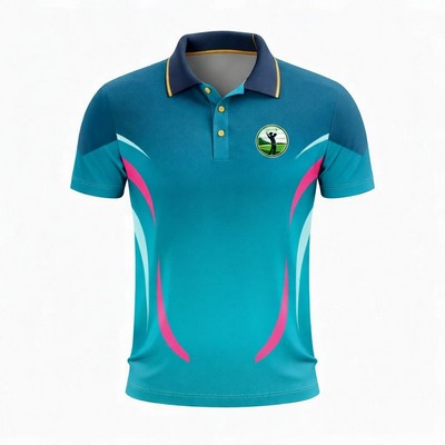 Unisex Sublimated Pinhole Mesh Short Sleeve Polo Shirt 150GSM