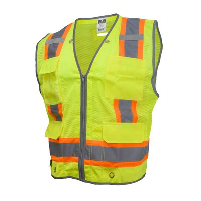 Radians SV6H Type R Class 2 Heavy Duty Two Tone Mesh Surveyor Vest with Solid Pockets