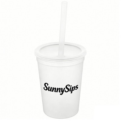 12oz Translucent Stadium Cup with Lid & Straw