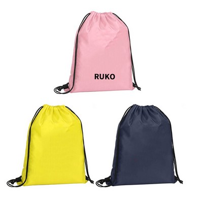 Lightweight 190T Polyester Drawstring Budget Backpack - 14" x 17"