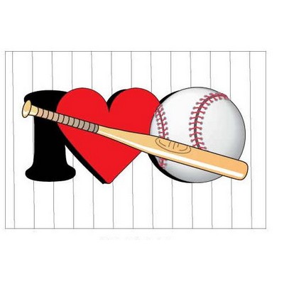 I Love Baseball w/ Bat Rectangle Metal Photo Magnet (2"x3")