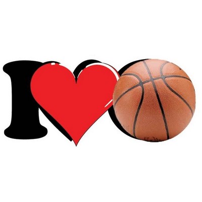 I Love Basketball Magnet w/ Full Magnetic Back (2 Square Inch)