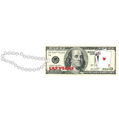Las Vegas Blackjack $100 Bill Key Chain w/ Black Back (4 Square Inch)
