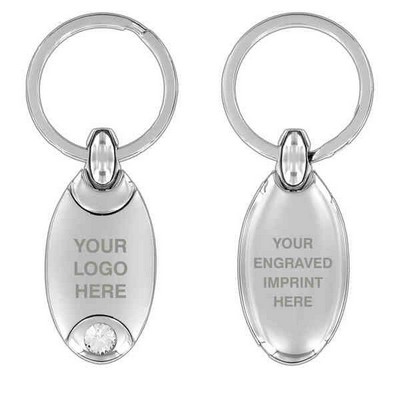 Oval Key Chain with Swarovski Element (Overseas Production)